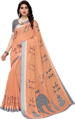 YASHIKA Printed Bollywood Cotton Silk Saree(Orange)