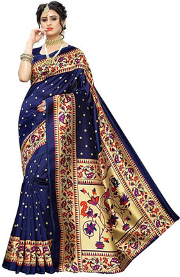 Samai Printed Bhagalpuri Art Silk Saree(Blue)