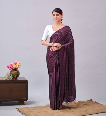 DIVYASHAKTI FASHION Embellished Bollywood Lycra Blend Saree(Purple)