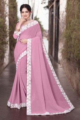 HIJA TRENDZ Embroidered Bollywood Georgette Saree(Pink)