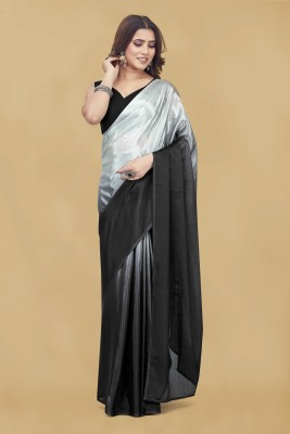 Julee Color Block Bollywood Chiffon Saree(Black)