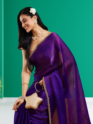 Croza Self Design Bollywood Tussar Silk Saree(Multicolor)