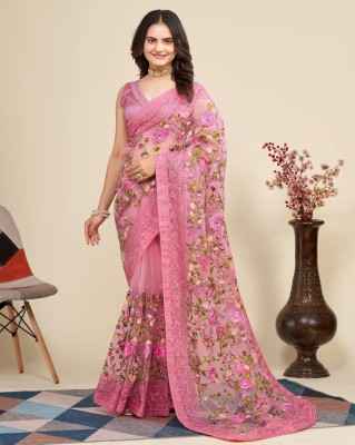 ShivGori Embroidered Bollywood Net Saree(Pink)