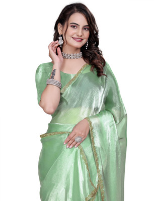 HouseOfCommon Woven Kanjivaram Chiffon Saree(Light Green)