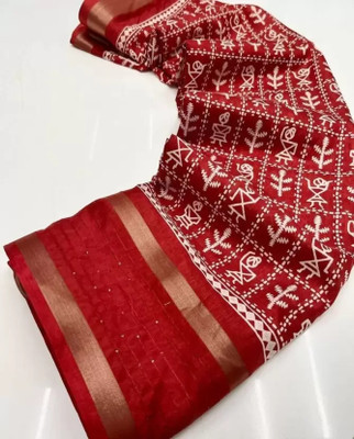 Shirodhari Printed Bollywood Silk Blend Saree(Red)