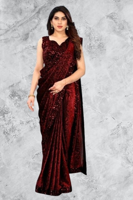 online bazaarr Embellished Bollywood Lycra Blend Saree(Maroon)