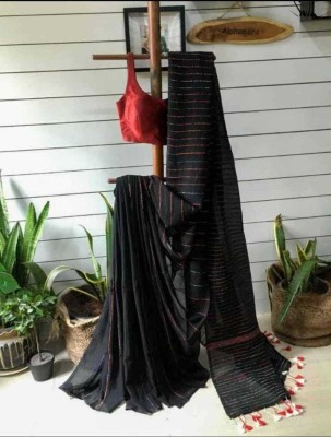 gfashion Self Design Tant Pure Cotton Saree(Black)