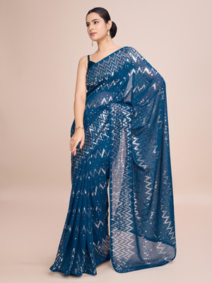 Divastri Embellished Daily Wear Georgette Saree(Blue)