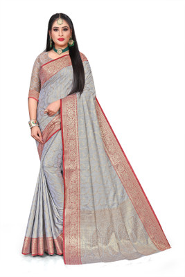 OMBUSINESSHUB Printed Banarasi Pure Silk Saree(Multicolor)