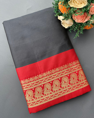 The Geetaz Woven Bollywood Art Silk Saree(Black, Red)