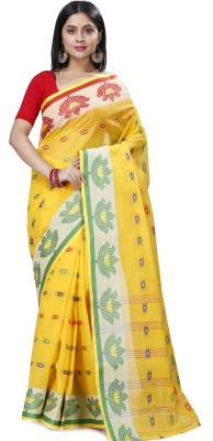 DipDiya Self Design, Paisley Tant Pure Cotton Saree(Yellow)