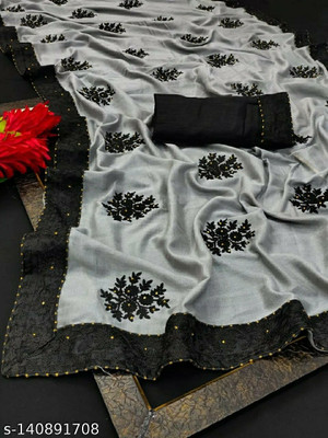 GOLDOLL FAB Self Design Bollywood Georgette Saree(Grey)