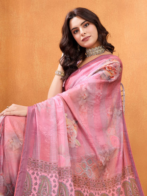 Tasrika Digital Print Bollywood Crepe Saree(Pink)