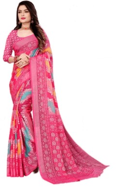 bhavika silk mills Printed Bollywood Brasso Saree(Pink)