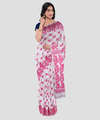 Mayabi Woven Jamdani Cotton Silk Saree(White)