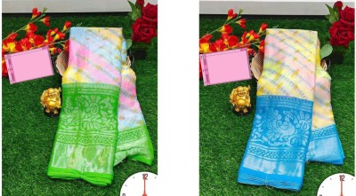 Sita Self Design Maheshwari Brasso Saree(Pack of 2, Blue)