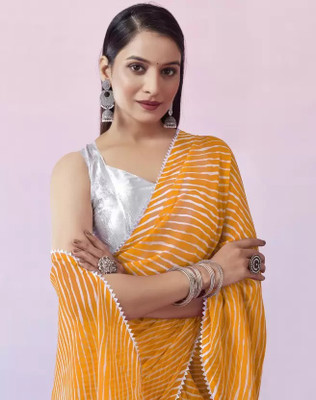 NESHVI ENTERPRISE Digital Print Bollywood Georgette Saree(Yellow)