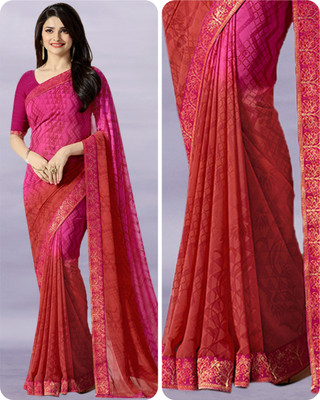 V And V Shop Printed Bollywood Georgette Saree(Multicolor)