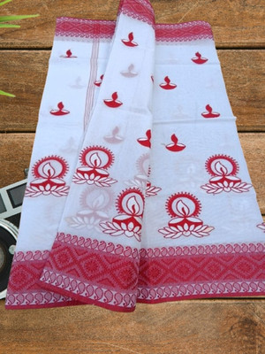 Happy Creation Woven Jamdani Cotton Blend Saree(Multicolor)
