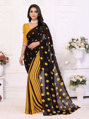 Moda Rapido Printed Daily Wear Georgette Saree(Yellow)