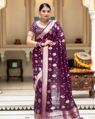 GajGajra Woven Kanjivaram Pure Silk, Art Silk Saree(Magenta)