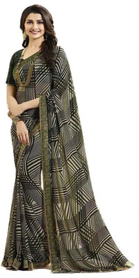 ROOP SUNDARI SAREES Printed, Self Design, Floral Print Daily Wear Georgette Saree(Dark Green)