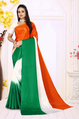 Aarunika SKT Color Block Bollywood Art Silk Saree(Multicolor)