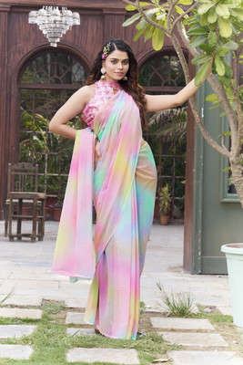 Sariya Embroidered, Digital Print Bollywood Georgette Saree(Multicolor)