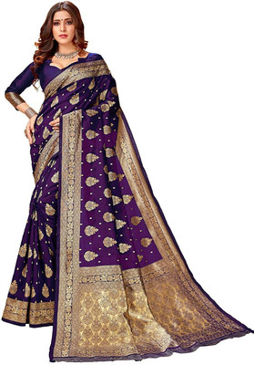 Amrut Collection Woven Banarasi Jacquard Saree(Purple)