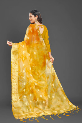 Aarunika SST Printed Bollywood Organza Saree(Yellow)