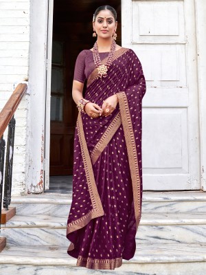 Divastri Embellished Bollywood Silk Blend Saree(Purple)