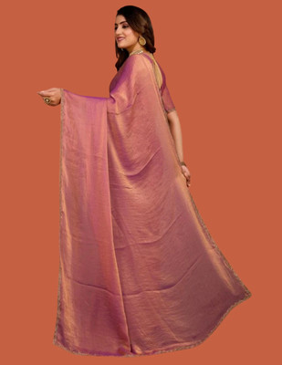 Mervadiya Embroidered Bollywood Jimmy choo, Pure Silk Saree(Purple)