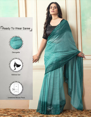 Riddhi textile Hub Woven Handloom Georgette Saree(Blue)