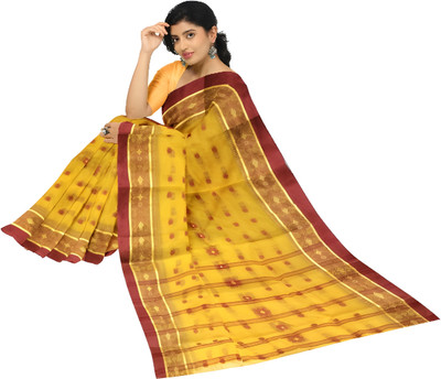 Bikash Dutta Fashion Self Design Tant Pure Cotton Saree(Yellow)