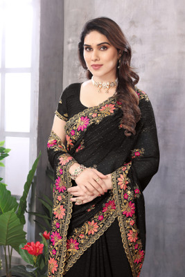 KHRITI FAB Georgette Embroidered Blouse Material