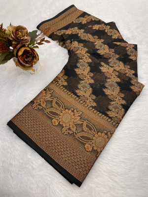 LADY SHOPI Digital Print Daily Wear Organza Saree(Black)