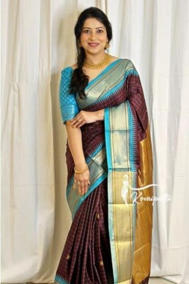 KRIYANSH Woven Kanjivaram Jacquard, Art Silk Saree(Purple)