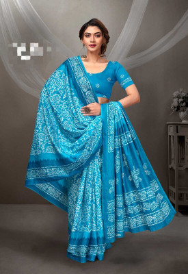 RAGISHA ENTERPRISE Digital Print Daily Wear Cotton Linen Saree(Blue)