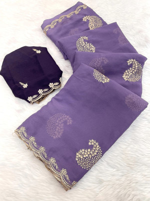 KONICA FAB Embellished Bollywood Georgette Saree(Purple)