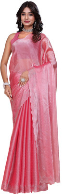 JS Clothing Mart Embellished Bollywood Jimmy choo Saree(Pink)