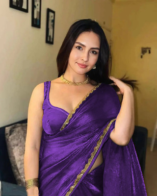 GOWTRAM Embellished Bollywood Jimmy choo Saree(Purple)