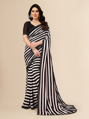 Moda Rapido Embellished, Printed, Self Design Bollywood Georgette Saree(Black)