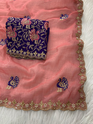 bhavika silk mills Embroidered Bollywood Georgette Saree(Pink)