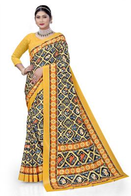 Pemal Designer Digital Print Bollywood Crepe Saree(Black)