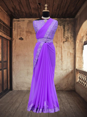 Kalavrit Creation Embroidered Bollywood Georgette Saree(Purple)