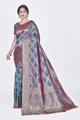 stree silk Woven, Self Design Banarasi Art Silk Saree(Blue)