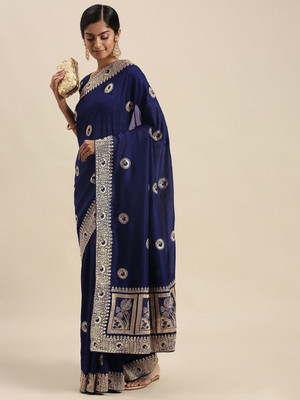 Divastri Embellished Bollywood Georgette Saree(Dark Blue)