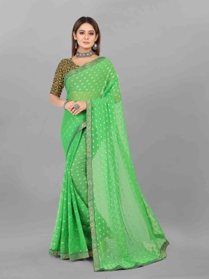 Divastri Woven Bollywood Chiffon Saree(Green)