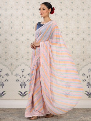 Ode by House of Pataudi Printed Daily Wear Georgette Saree(Pink)