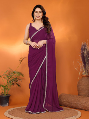 LeeliPeeri Designer Solid/Plain Bollywood Georgette Saree(Magenta)